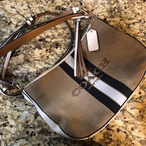 Coach Women Sutton Jacquard Crossbody - Tan/White